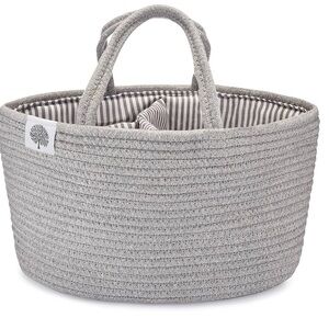 Gray Woven Rope Diaper Caddy